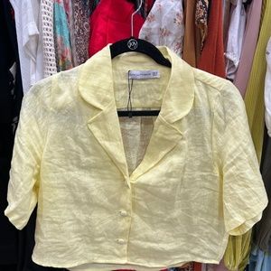 Faithful the brand yellow button crop top